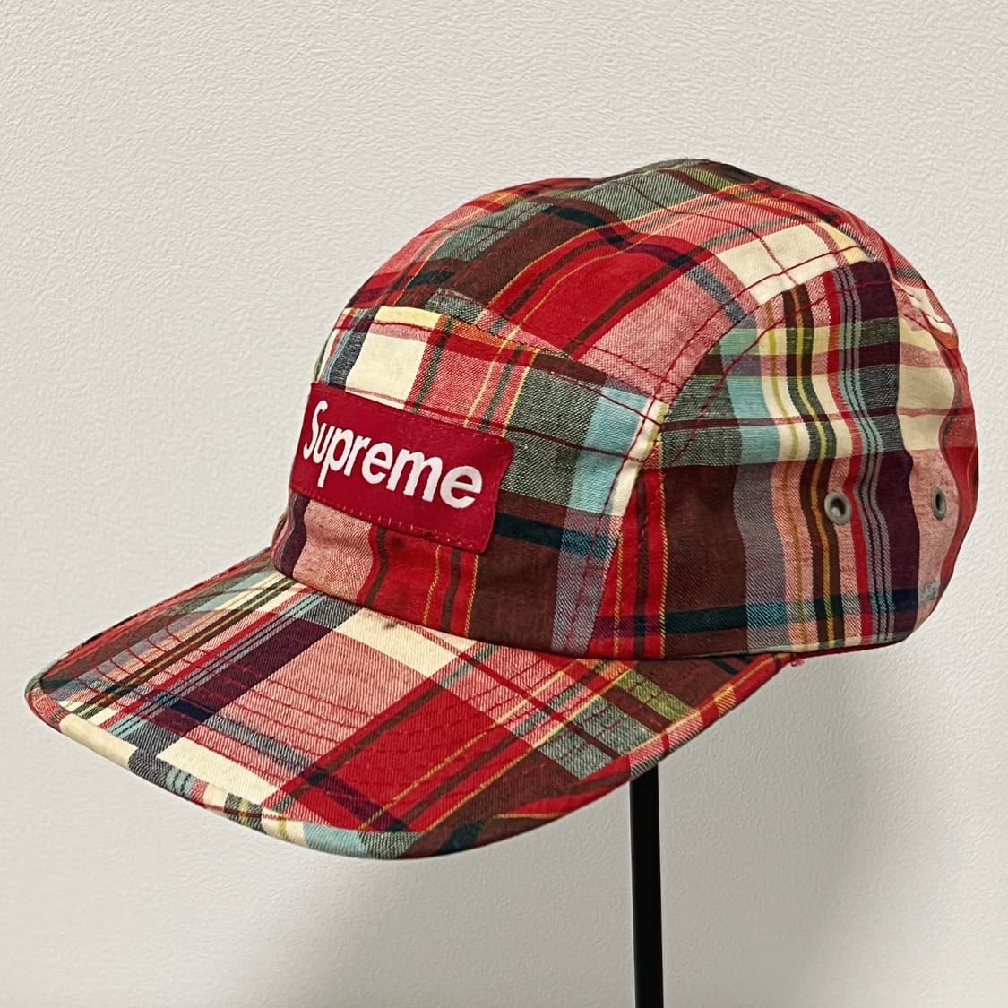 슈프림 2005 레드 체크 패턴 5패널 캠프캡  상품이미지3