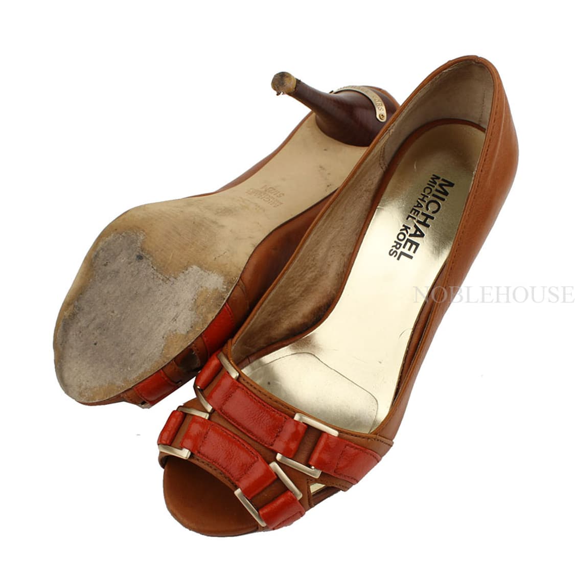 마이클코어스 카멜브라운&오렌지 오픈토 펌프스 5 1/2M 상품이미지4