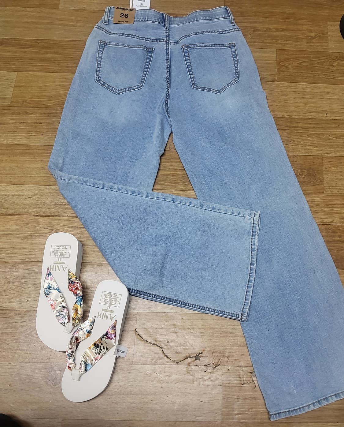 새상품 new 잠뱅이 청바지 와이드 통 데님 팬츠 여자 26 27밴딩 상품이미지10