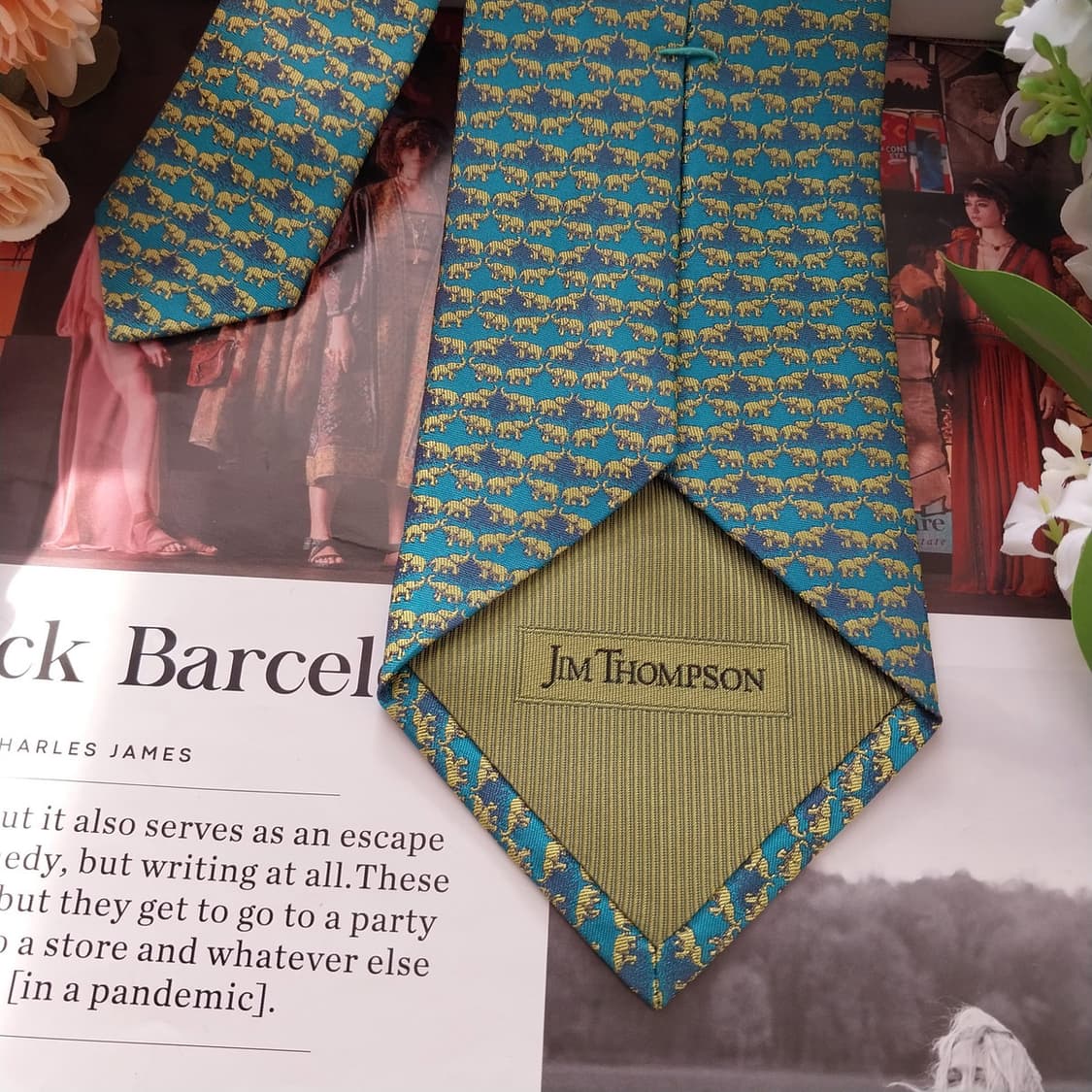 짐톰슨 실크 그린 코끼리 자카드 넥타이 9.5cm A+등급 K1440
 상품이미지7