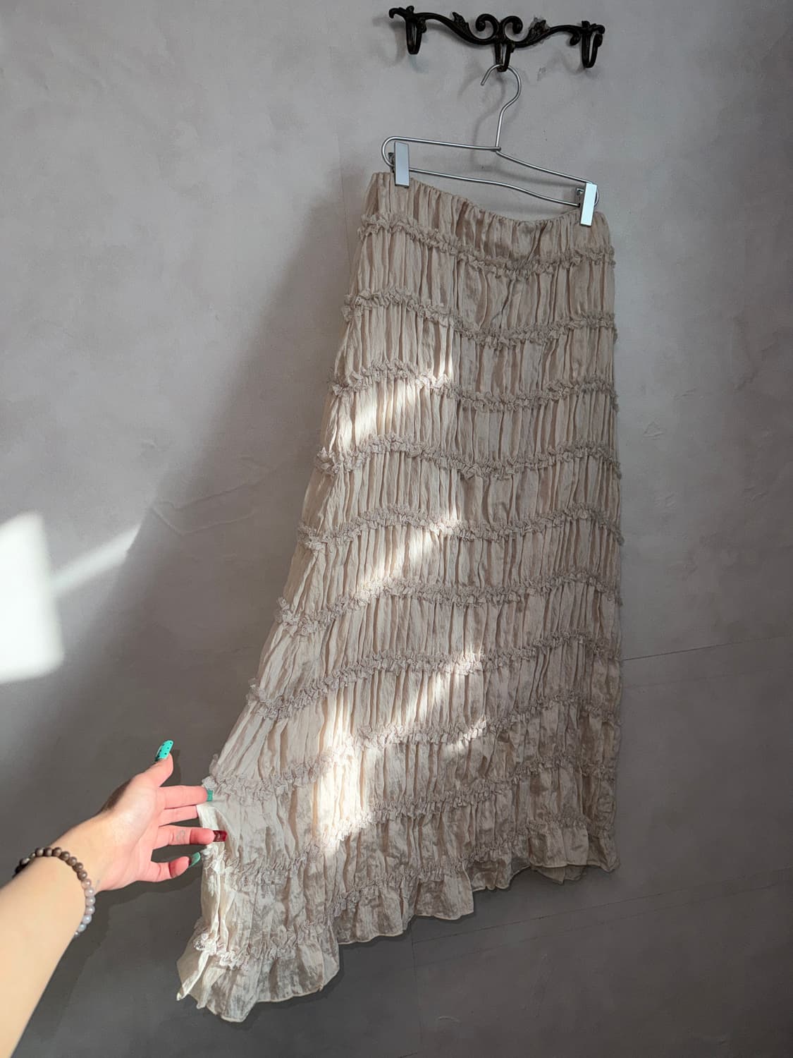 Baby pink ruffle lace long skirt 상품이미지2