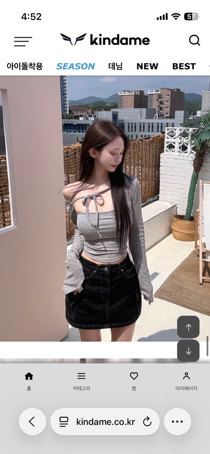 새상품) 카인다미 옆가슴 볼륨 캡내장 튜브탑 그레이 카키 핑크 상품이미지4