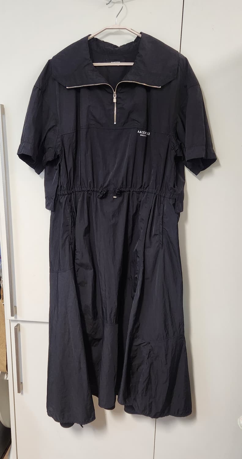 SYSTEM 블랙 나일론 반팔 롱원피스 가슴둘레 82 상품이미지1