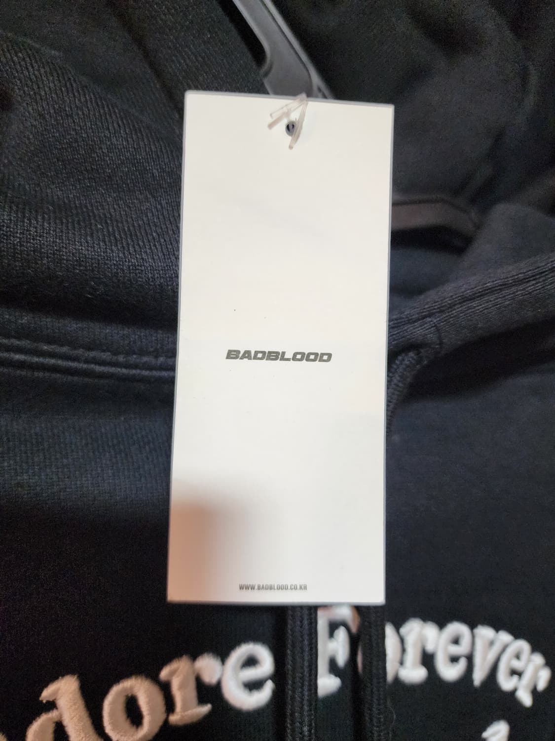 BADBLOOD 배드블러드  블랙 크롭 후드티 S 미사용 상품이미지4