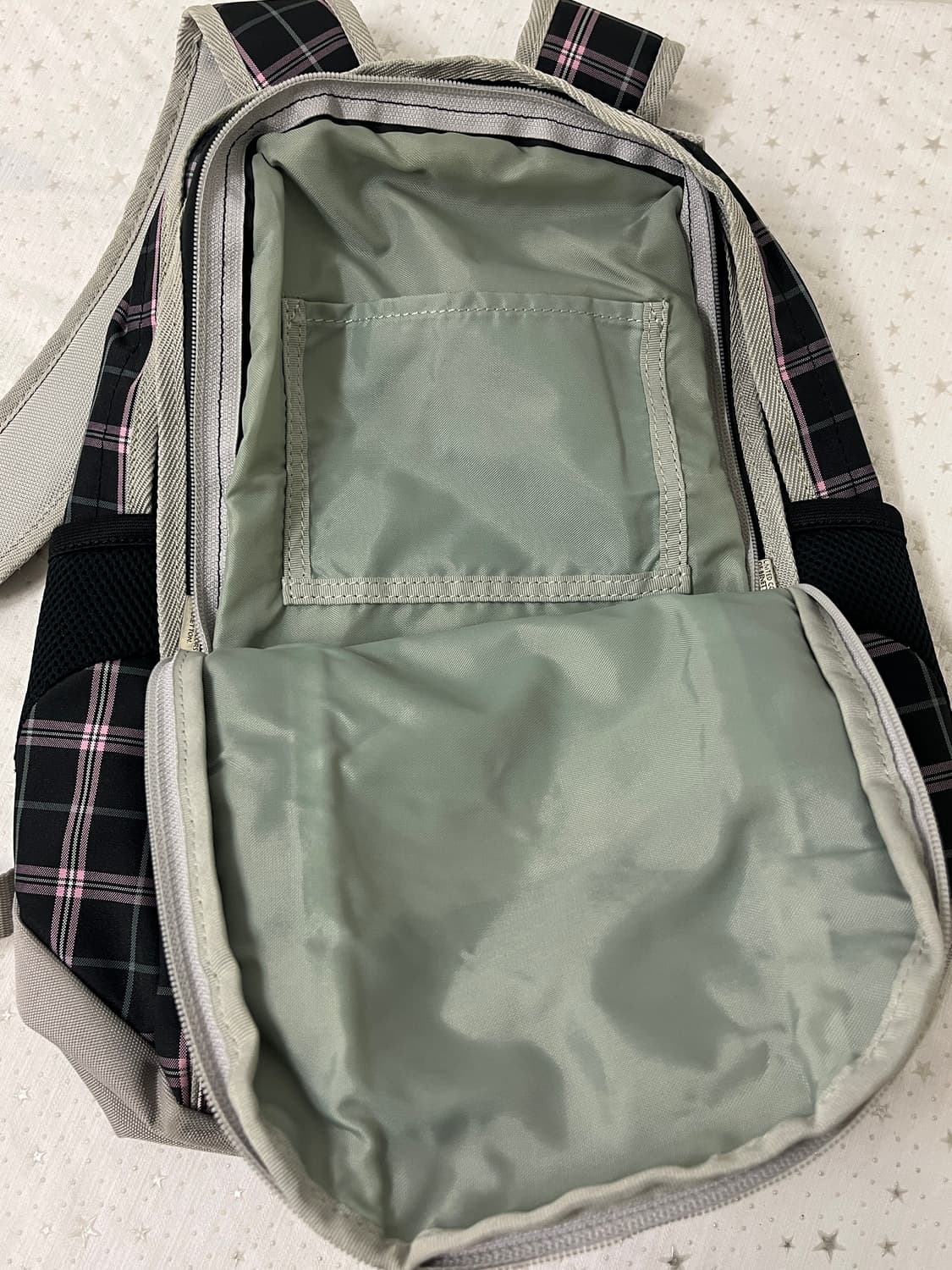 베네통 블랙 핑크 체크 백팩 💕 상품이미지5