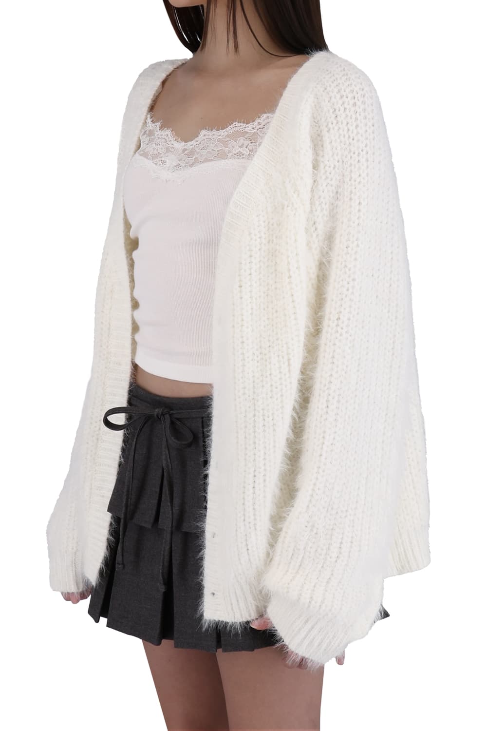 Kleesier 클리시어 클래식 슈가플럼 가디건 화이트 상품이미지2