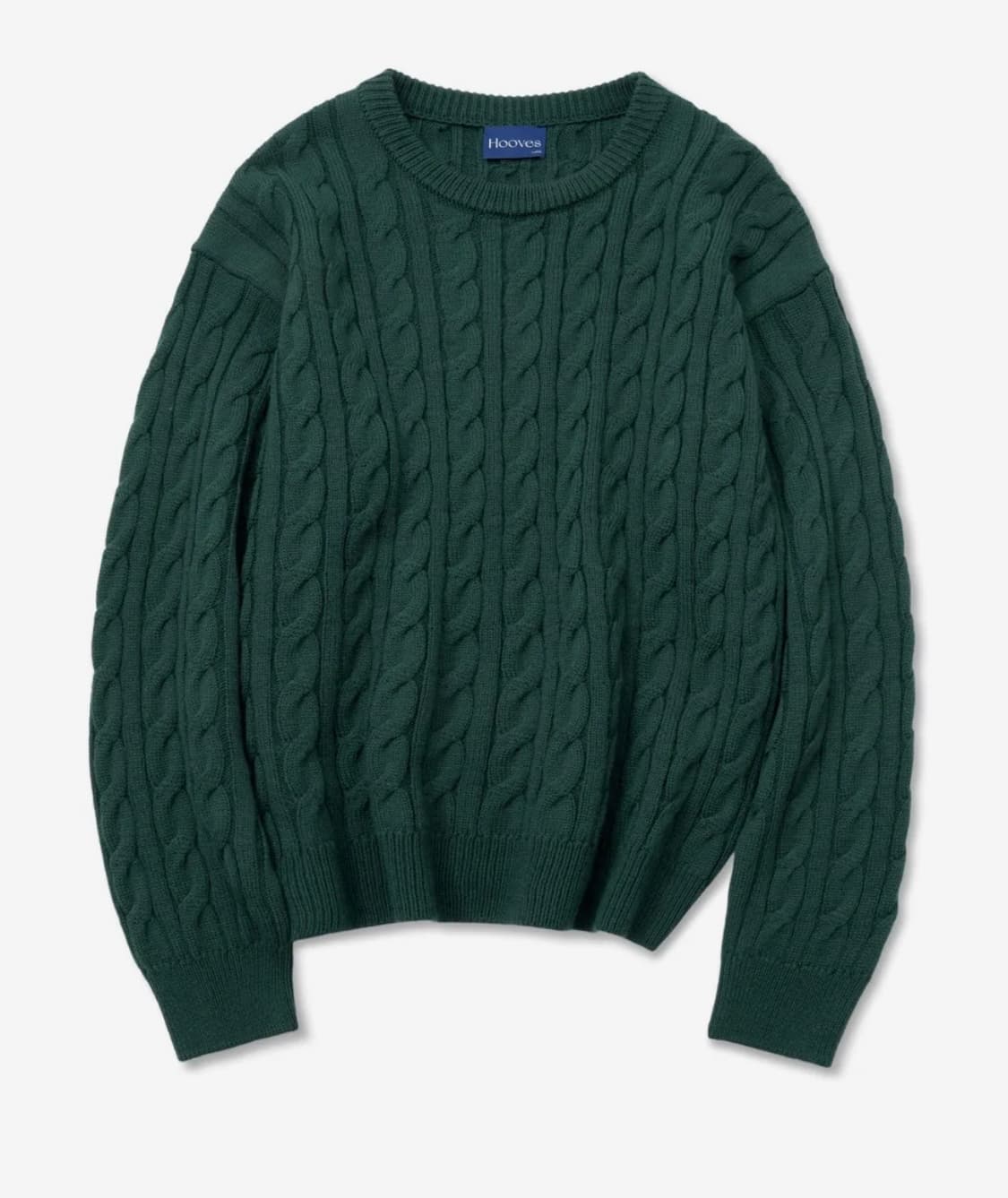 후브스 케이블 울 니트 -그린 L 상품이미지5