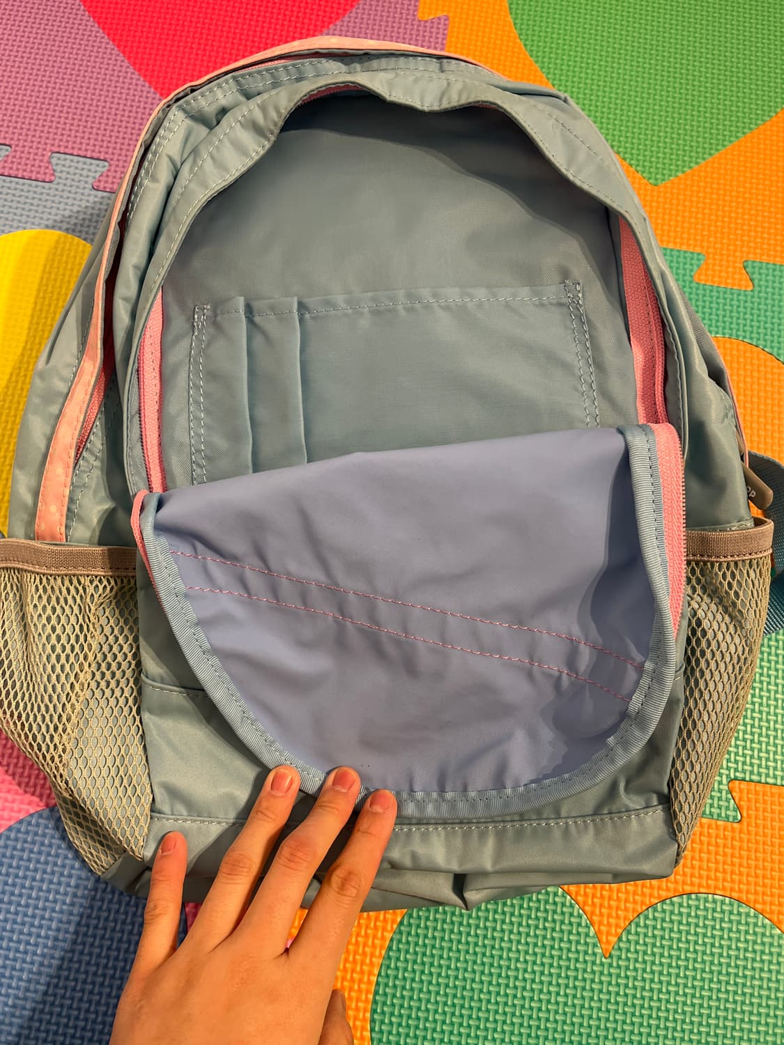 핑크 도트 포인트 블루 백팩 🌀오른쪽 상품이미지4