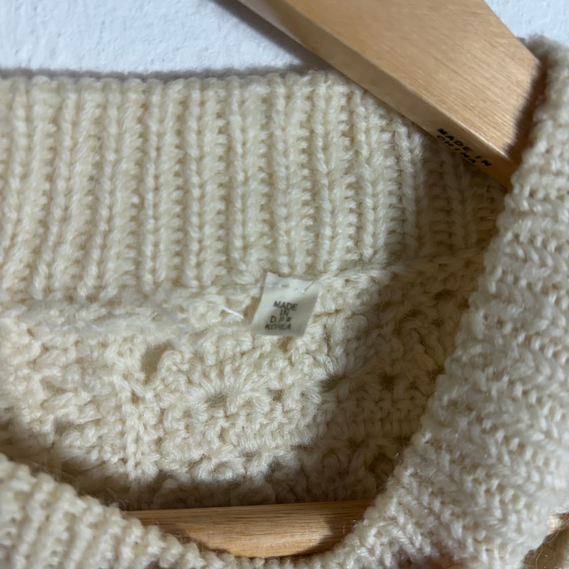 아이보리색 크로셰 뜨개질 스웨터(Free) 상품이미지4