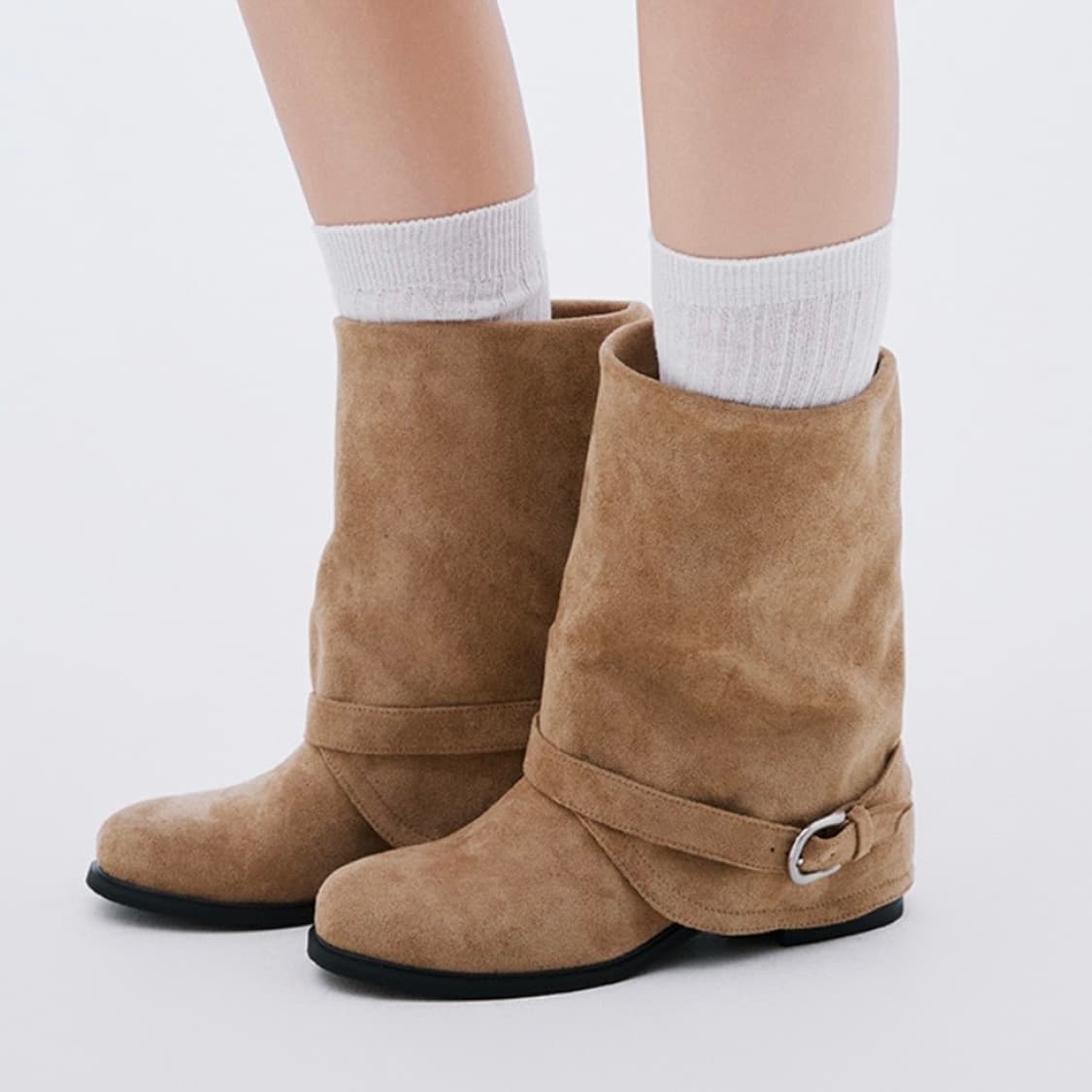 슈펜 버클폴딩미들부츠 베이지 상품이미지1