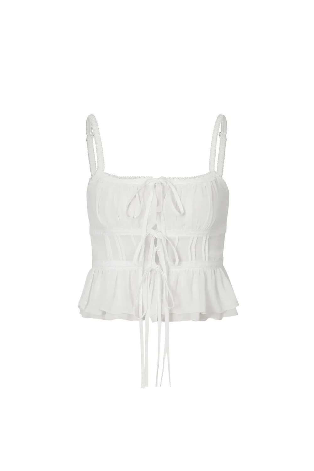 페인오어플레저 위스퍼 버튼 탑 화이트 상품이미지1