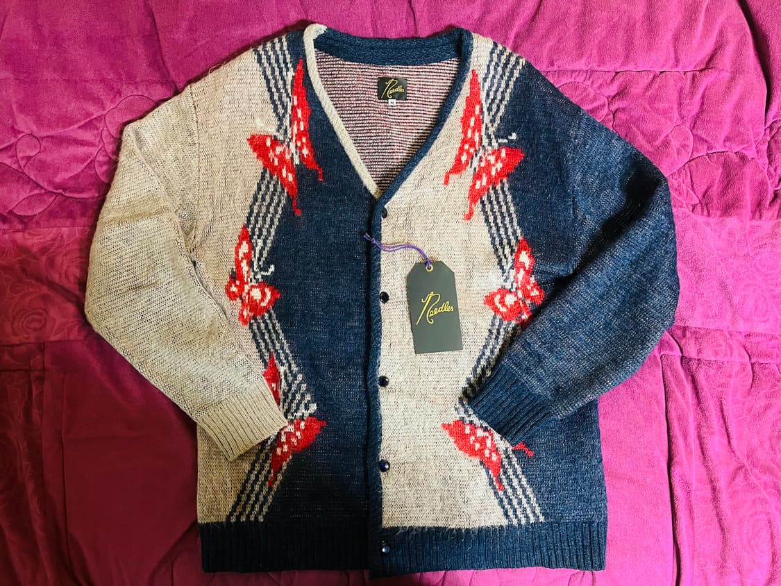 니들스(needles) 빠삐용 모헤어 그레이블루 가디건 드립니다  상품이미지1