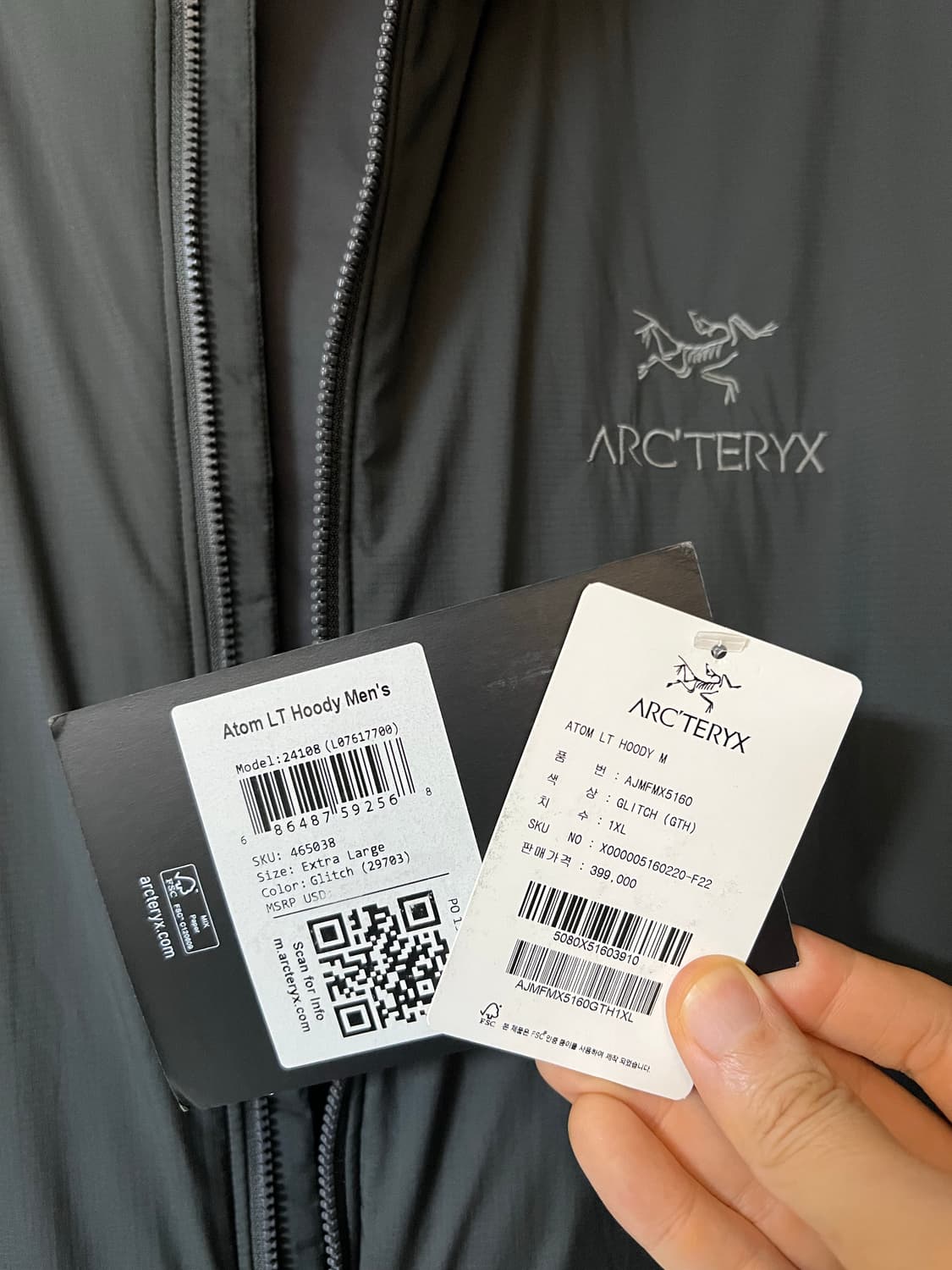 아크테릭스 아톰LT 아톰후디 글리치 XL 백화점판 상품이미지2