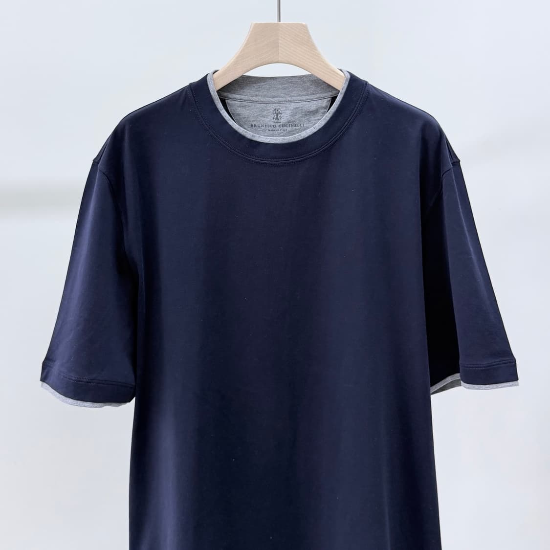 [S+급/2XL] 브루넬로 쿠치넬리 코튼 반팔 티셔츠 네이비 상품이미지2