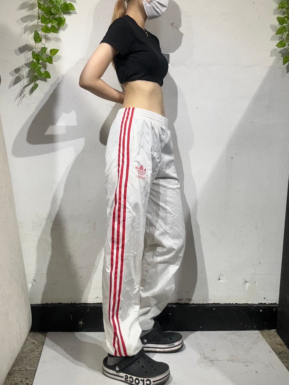 아디다스 화이트 레드 삼선 트레이닝 팬츠 S 상품이미지1