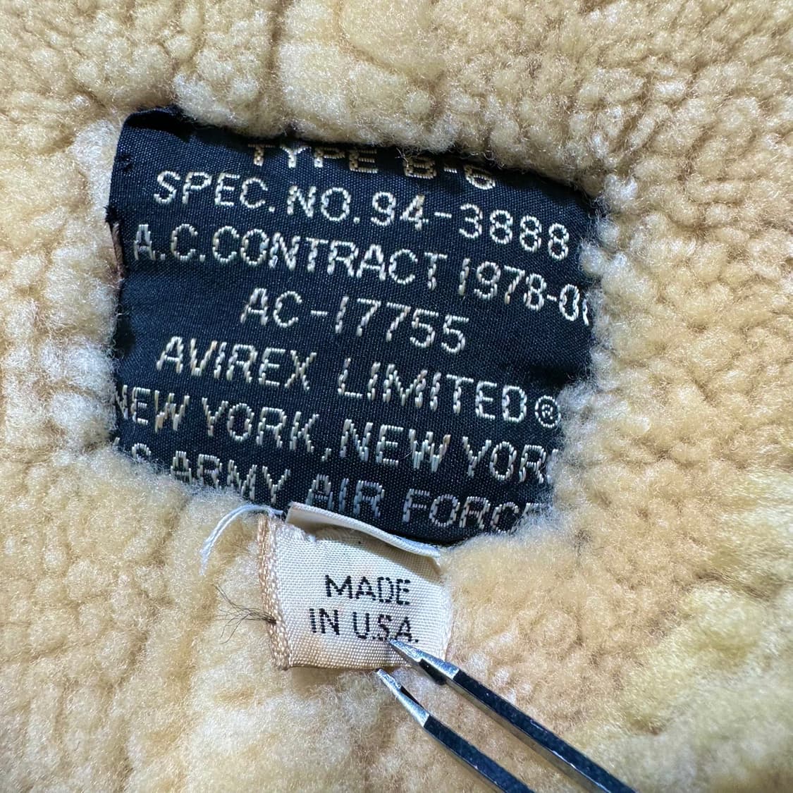 아비렉스 USA B-6 램스킨 시어링 무스탕 봄버 자켓 상품이미지8