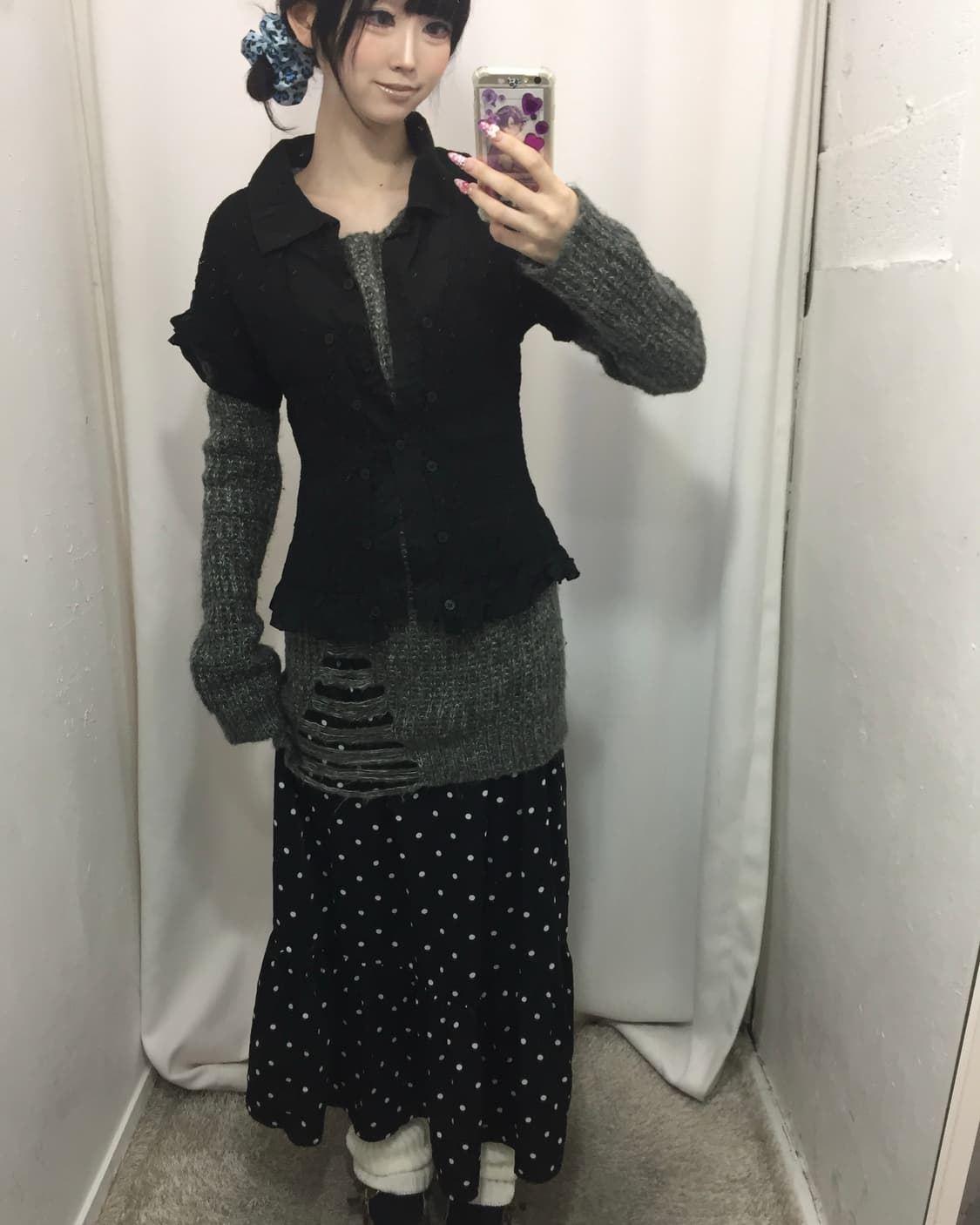 mezzo piano 메조피아노 블랙화이트 퍼카라 코트 코디 🎱 상품이미지5