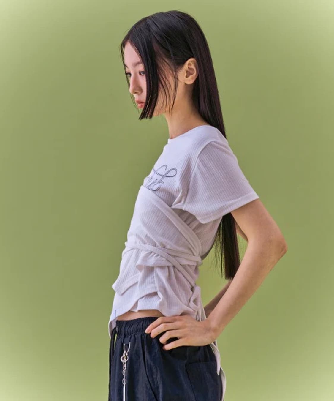 네스티팬시클럽 화이트 랩 스타일 반팔 티셔츠 상품이미지3