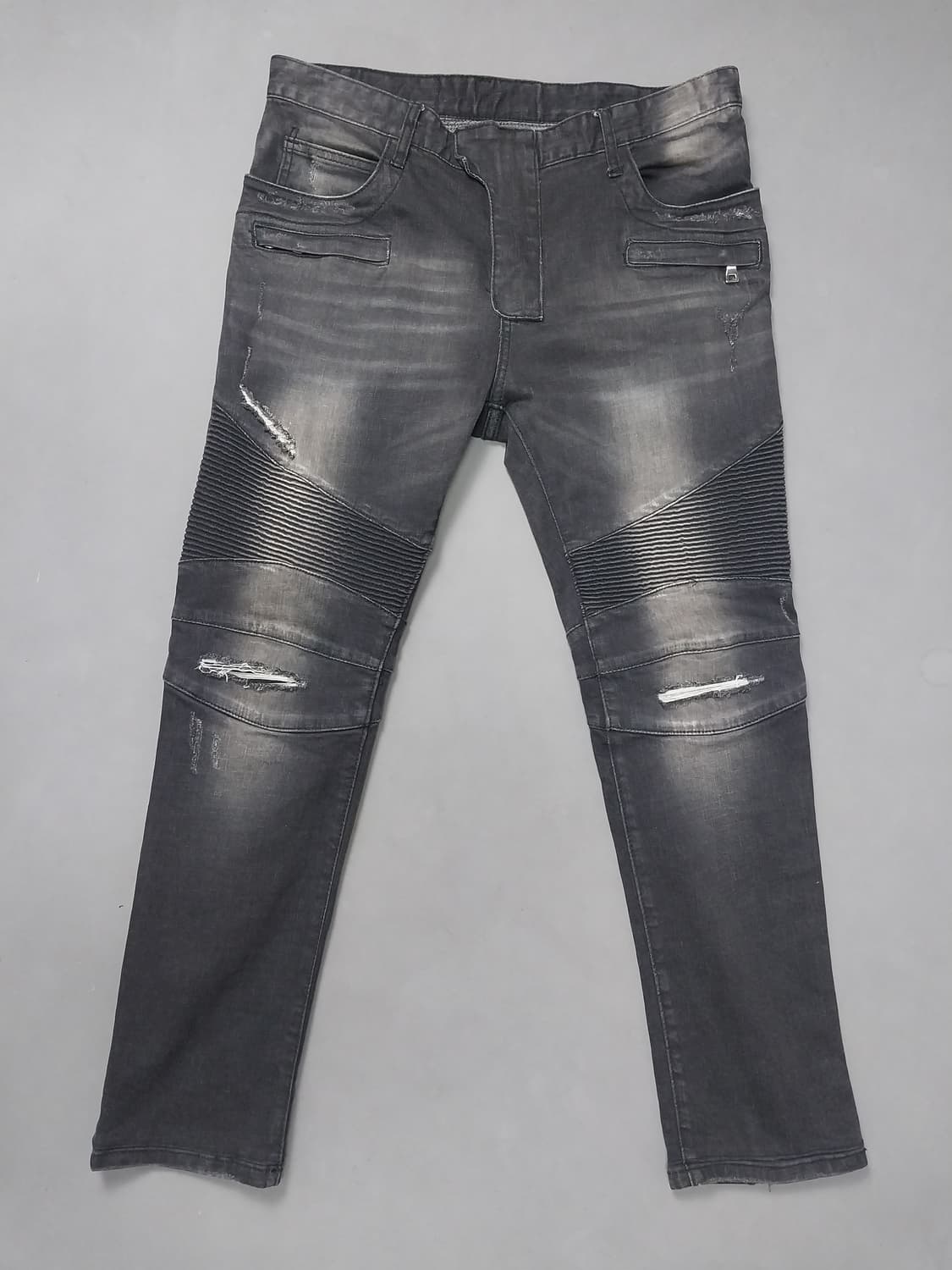 [34] 발망 블랙 워싱 디스덧댐 바이커진 청바지 상품이미지1