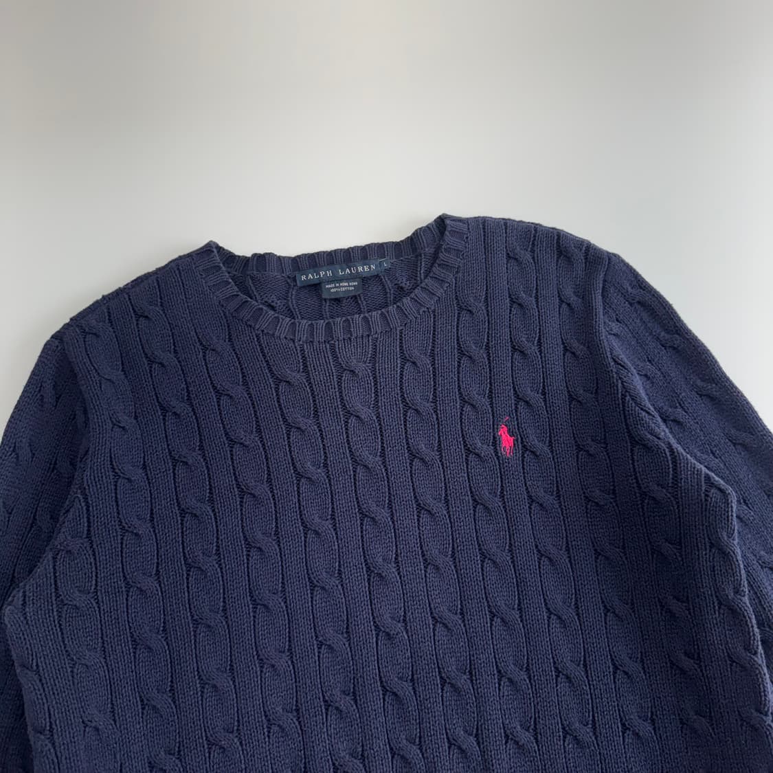 Polo 폴로 핑크포니 네이비 케이블 니트 상품이미지4