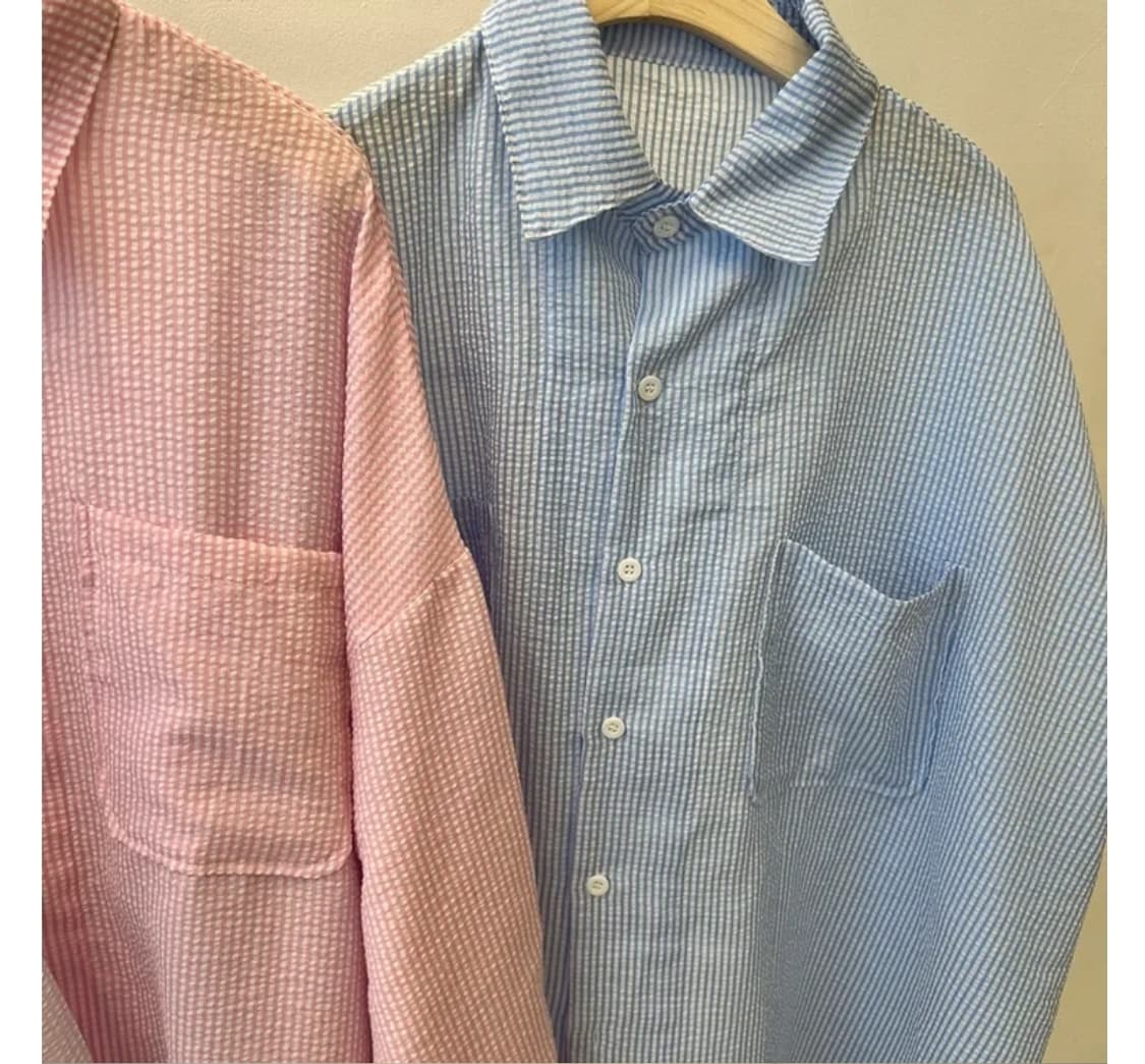 박시핏 시어서커남방 지지미남방 상품이미지5