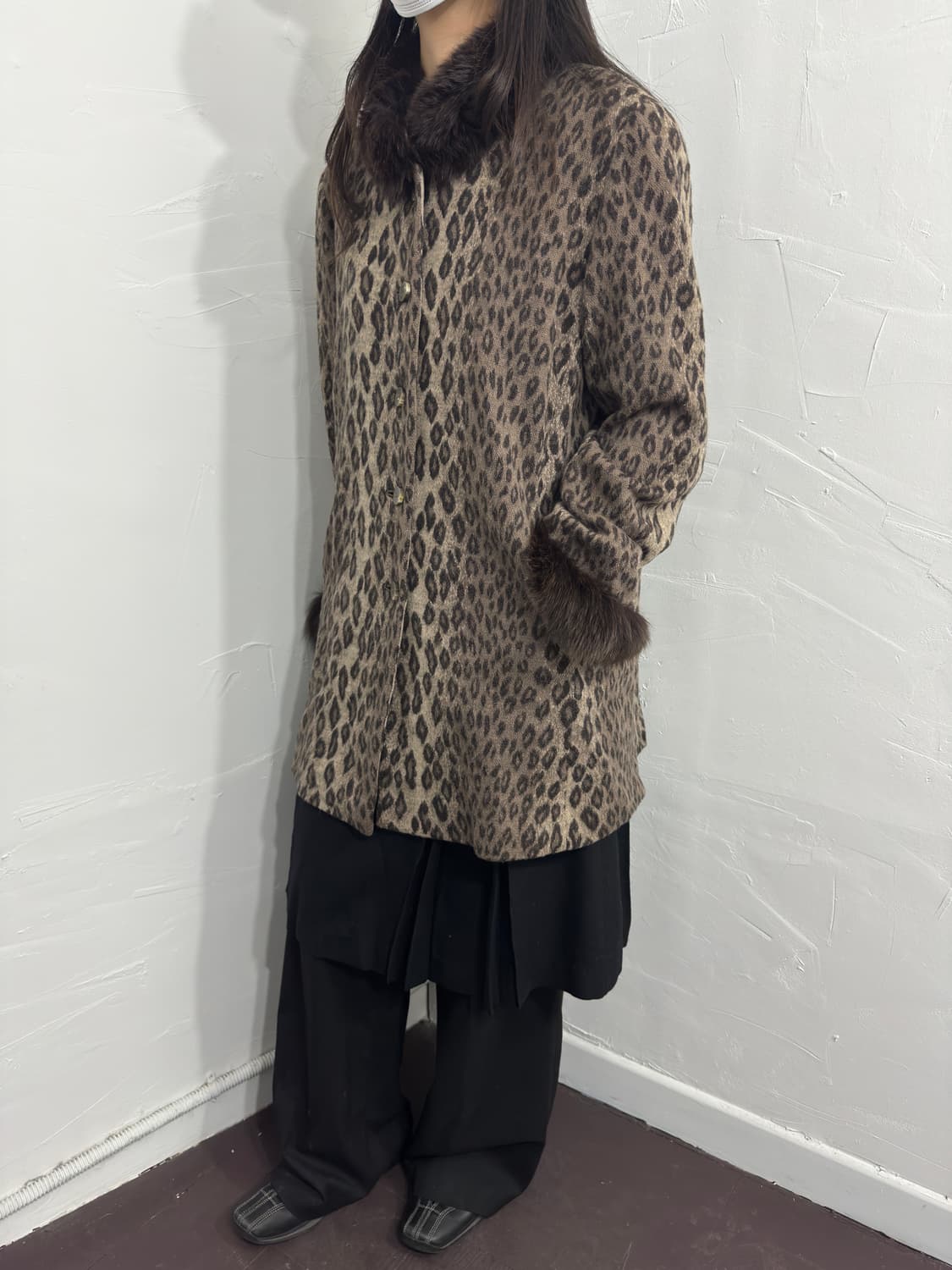 magenta leopard fur detail coat 상품이미지5