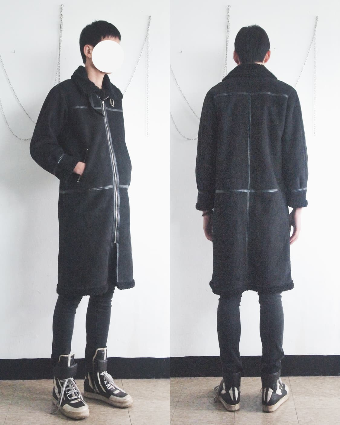 레더 라이닝 무스탕 롱 코트 상품이미지1