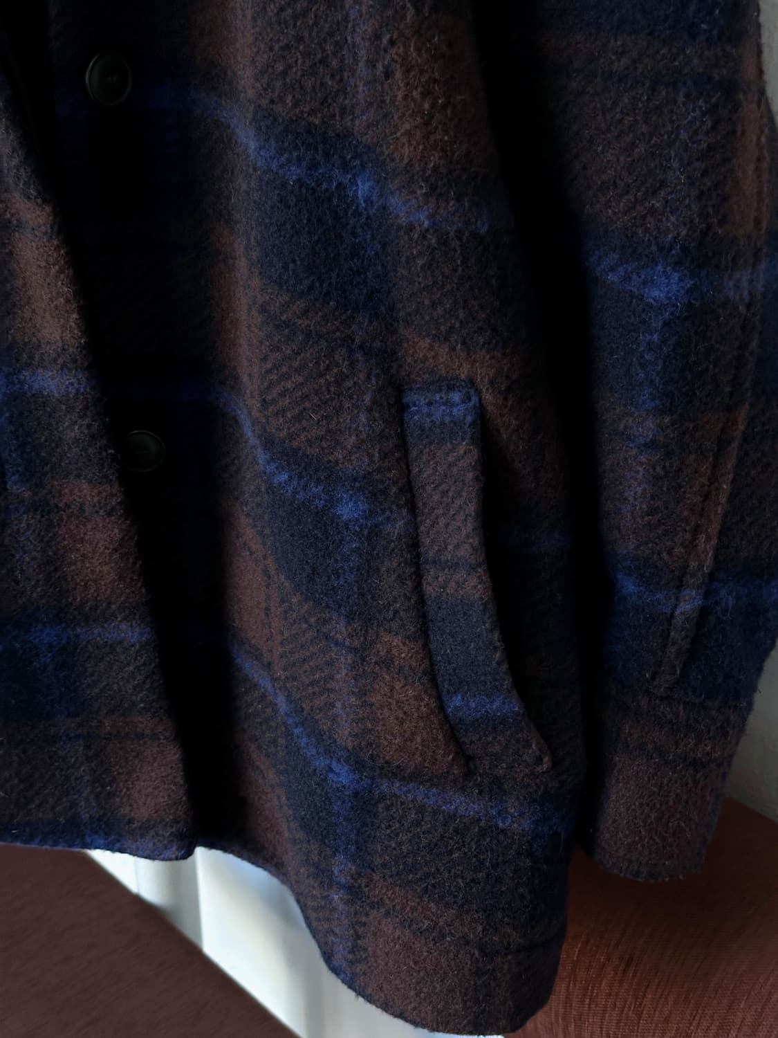 Felted wool blend hooded check coat 상품이미지3