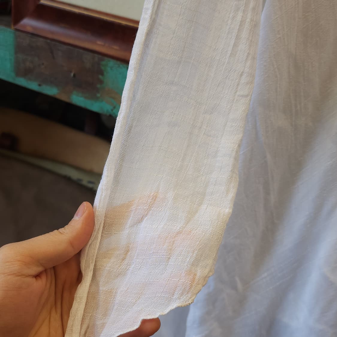 90s 빈티지 스커트 유럽  화이트 스커트 밴딩 허리끈 상품이미지8