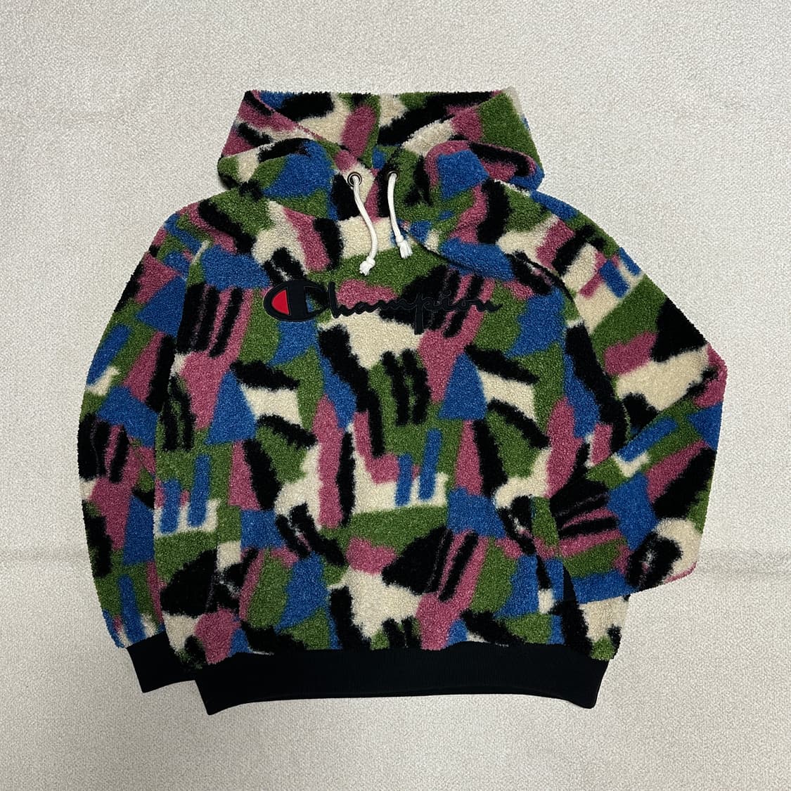 챔피온 리버스위브 멀티 패턴 양털 후리스 풀오버 후디 상품이미지1