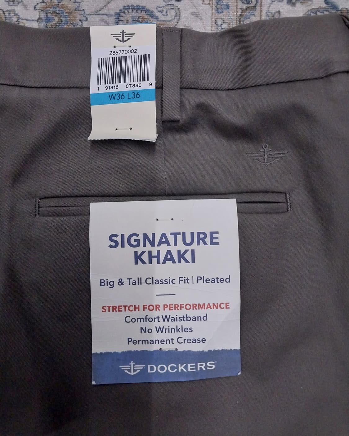 (새상품) Dockers 카키 스트레치 플리츠 바지 36x36 상품이미지7
