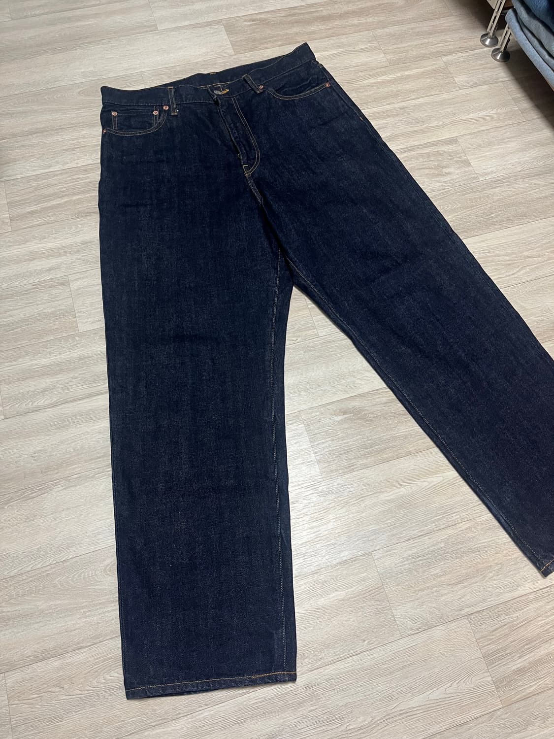 [M] 와코마리아 블랙아이패치 데님 인디고 상품이미지4