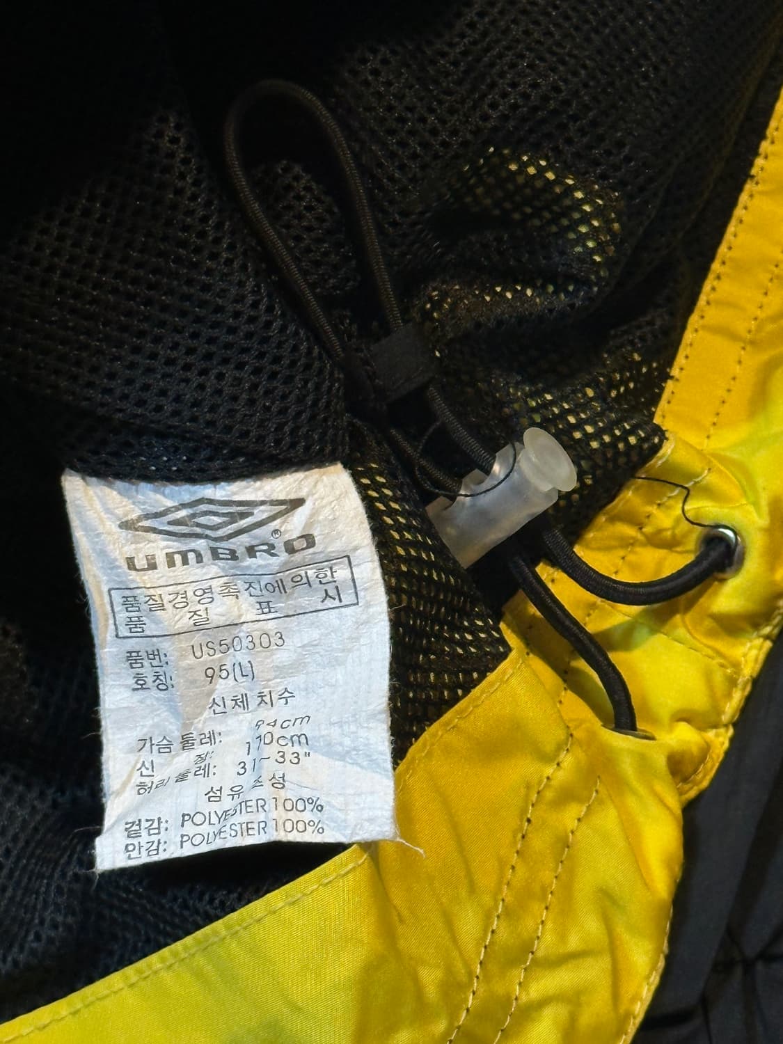 희귀) 엄브로 올드스쿨 배색 바람막이 자켓 블랙 옐로우 상품이미지6
