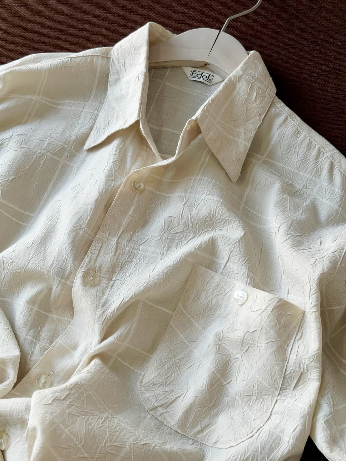 Cotton poly wrinkled check shirt 상품이미지1