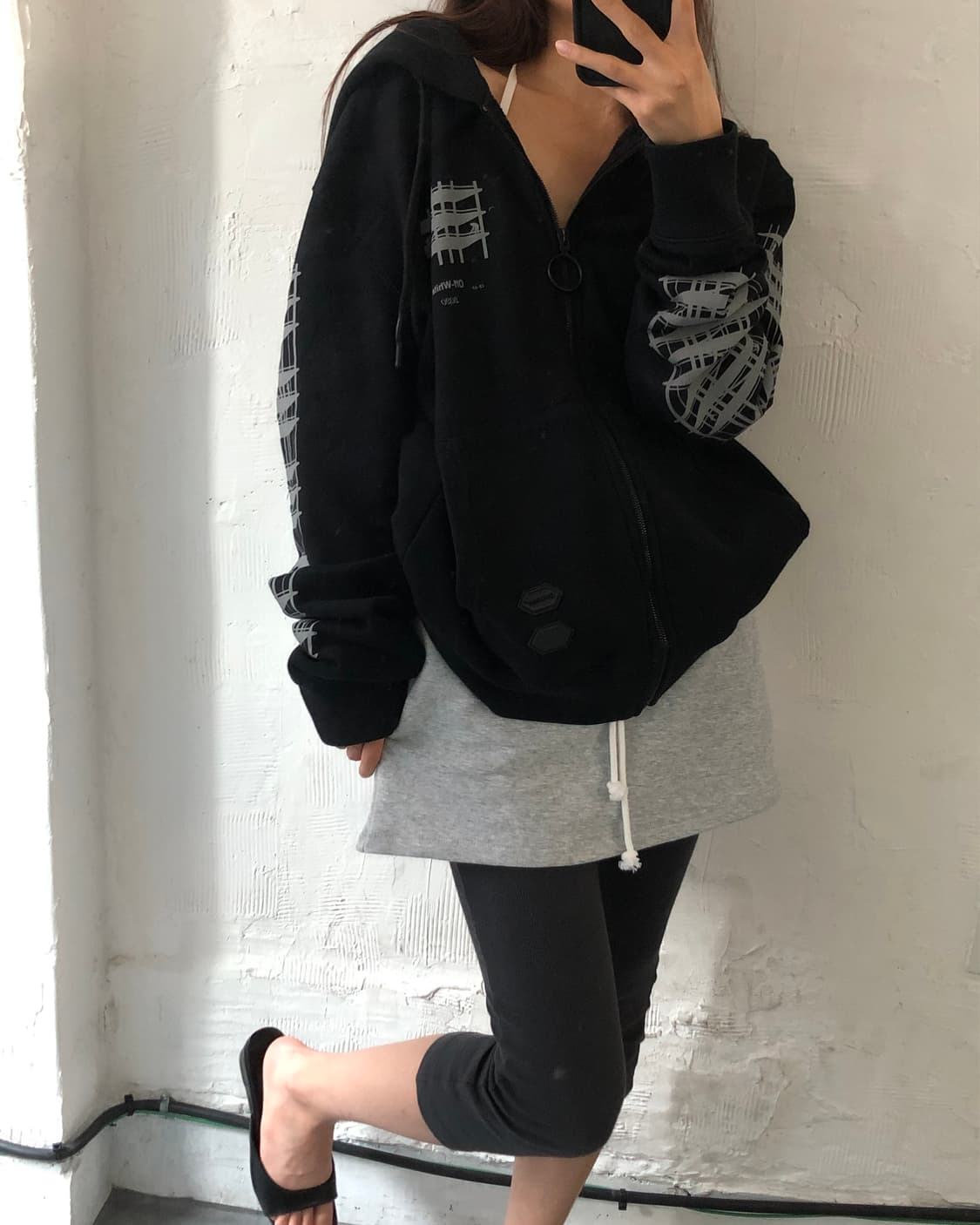 Off-White 오프화이트 블랙 인더스트리얼 후드 집업 상품이미지5