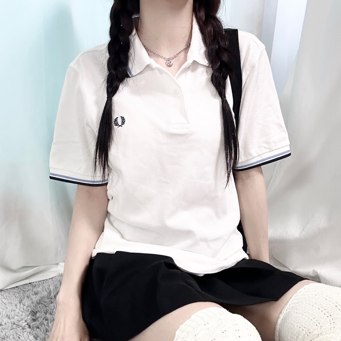 프레드페리 자수로고 화이트 카라티 상품이미지2