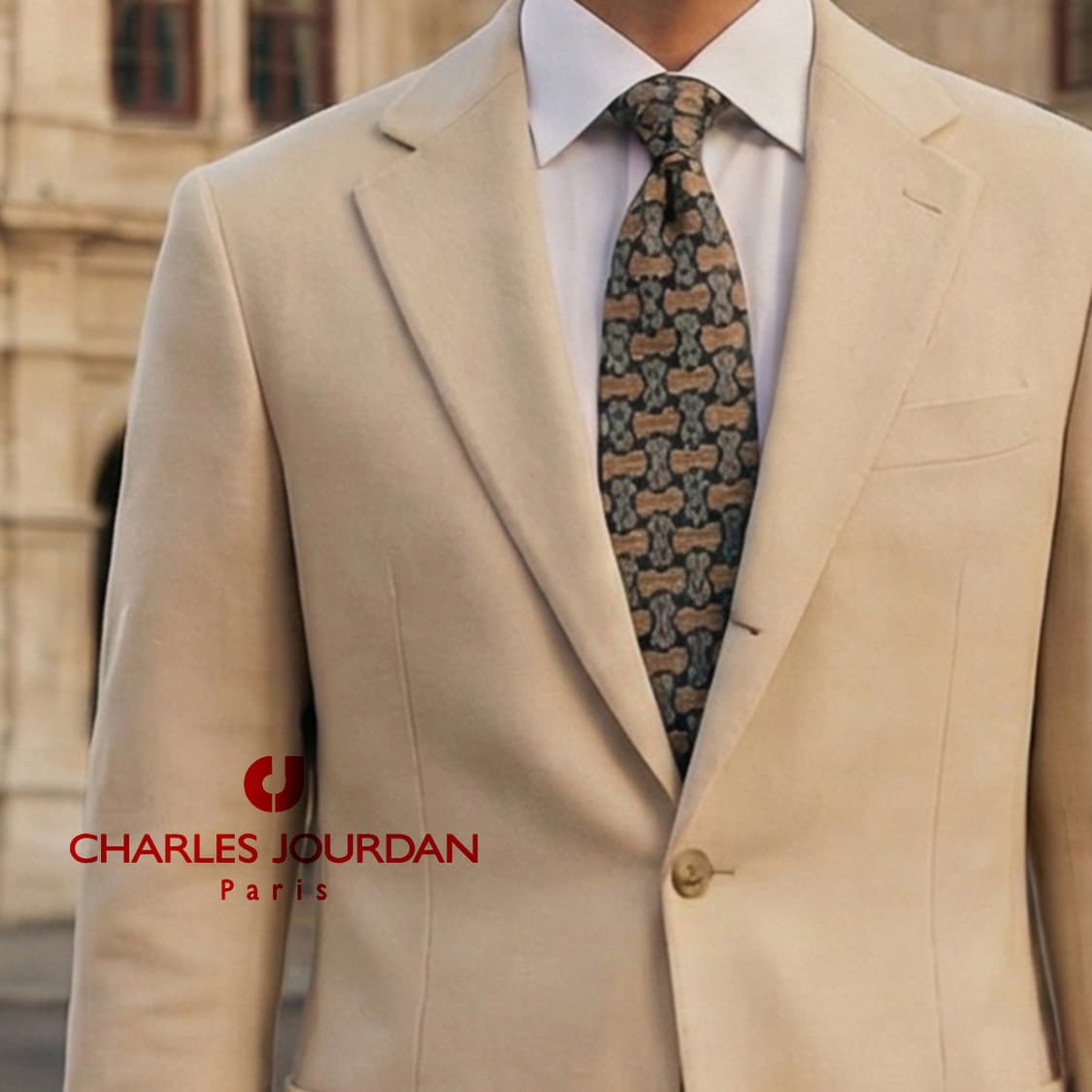 샤를 주르당 실크 그린 패턴 넥타이 9.4cm A+등급 K2359 상품이미지1