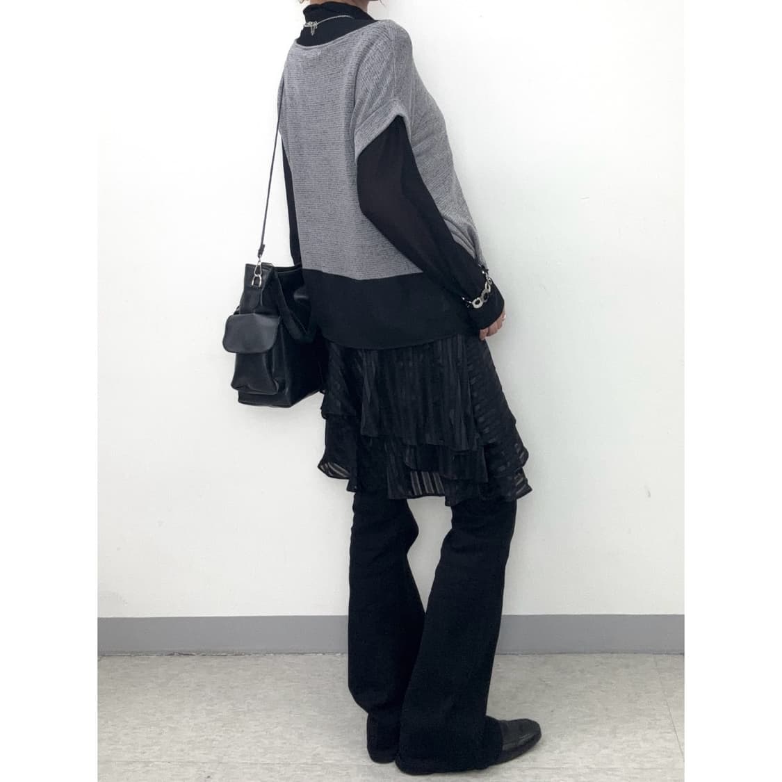 빈티지 그레이 반소매 블라우스 상품이미지4