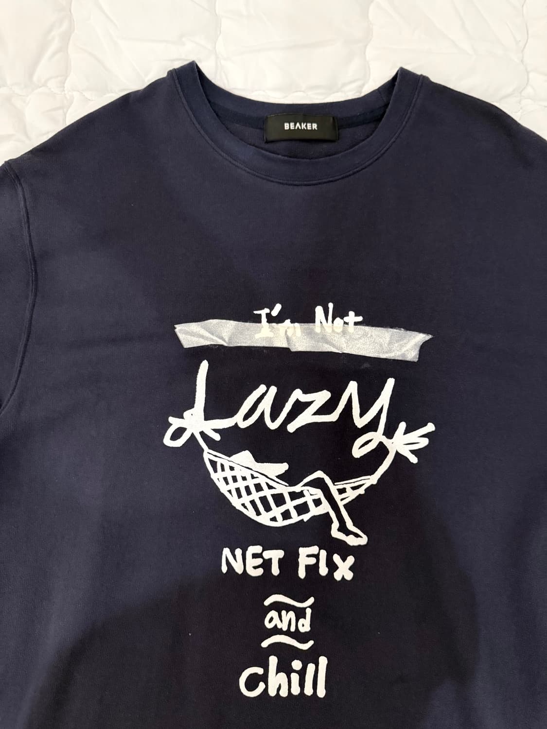 비이커 프린팅 티셔츠 네이비 상품이미지3