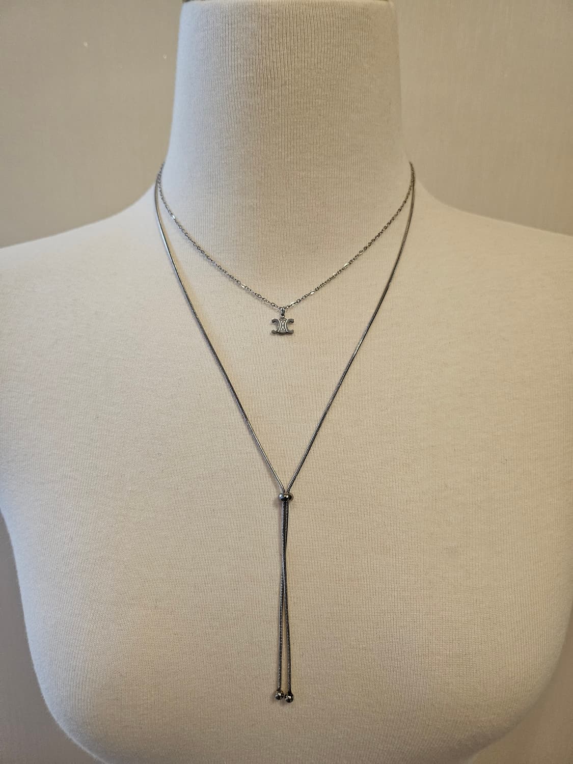 셀린느 업사이클링 두줄 레이어드 은장 목걸이 상품이미지6