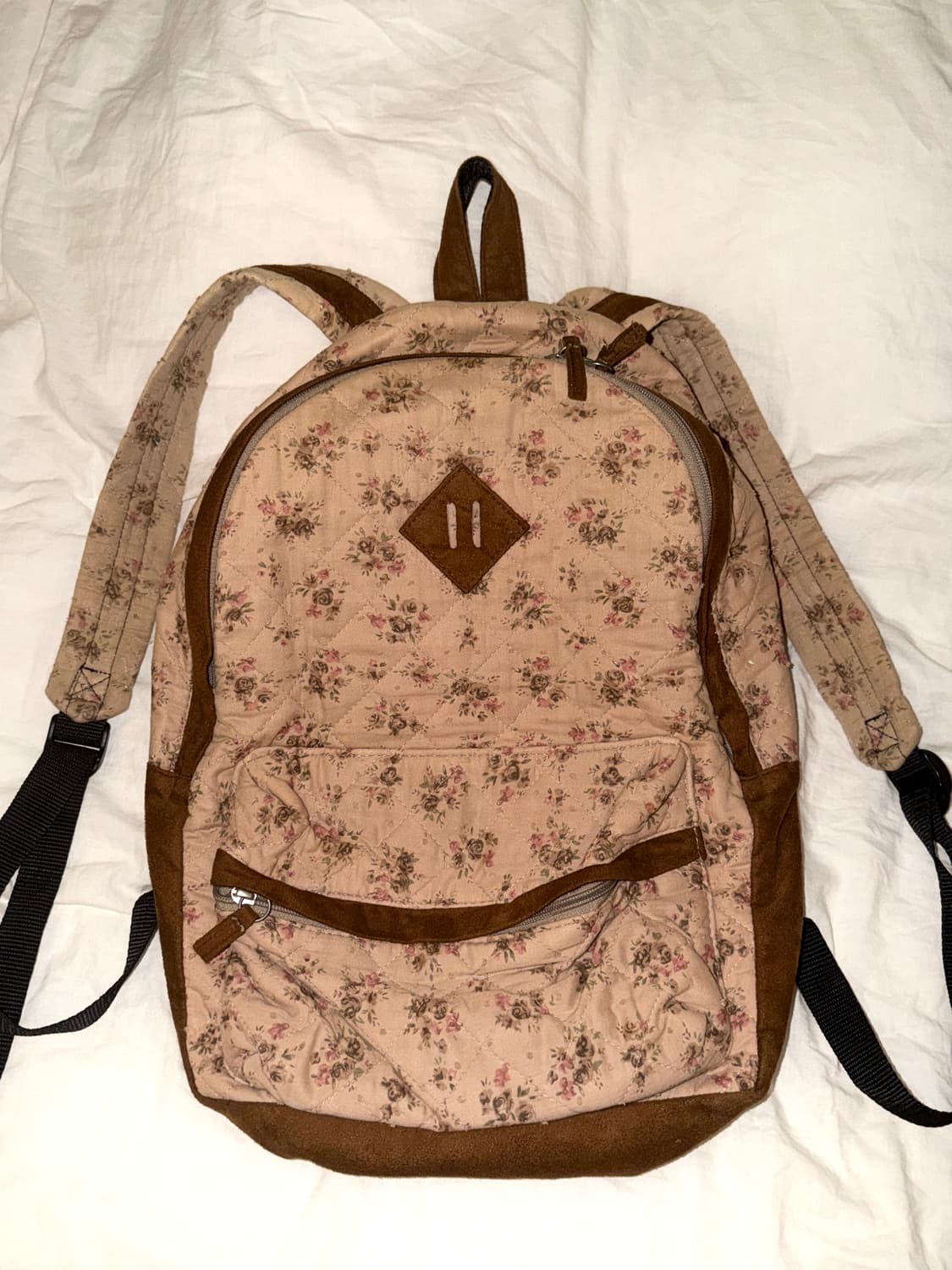 그런지페어리 모리걸 초코 브라운 플라워 밀크티 백팩 하구미 상품이미지1