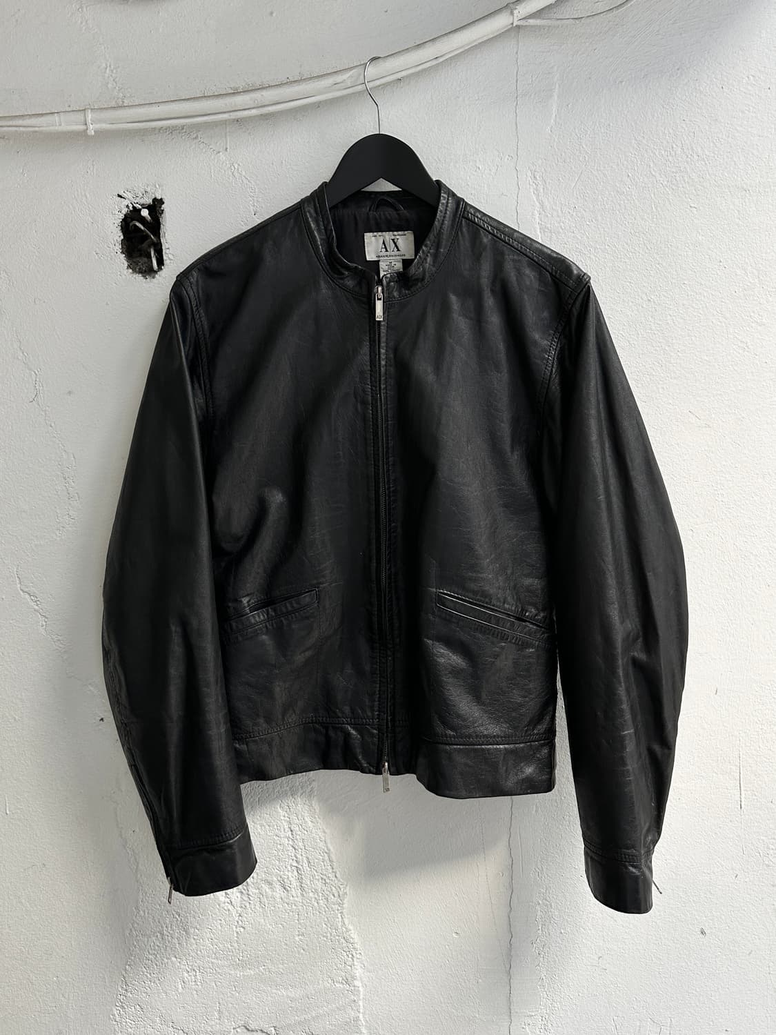 아르마니 레더 카페레이서 자켓 빈티지 레더 자켓 상품이미지1