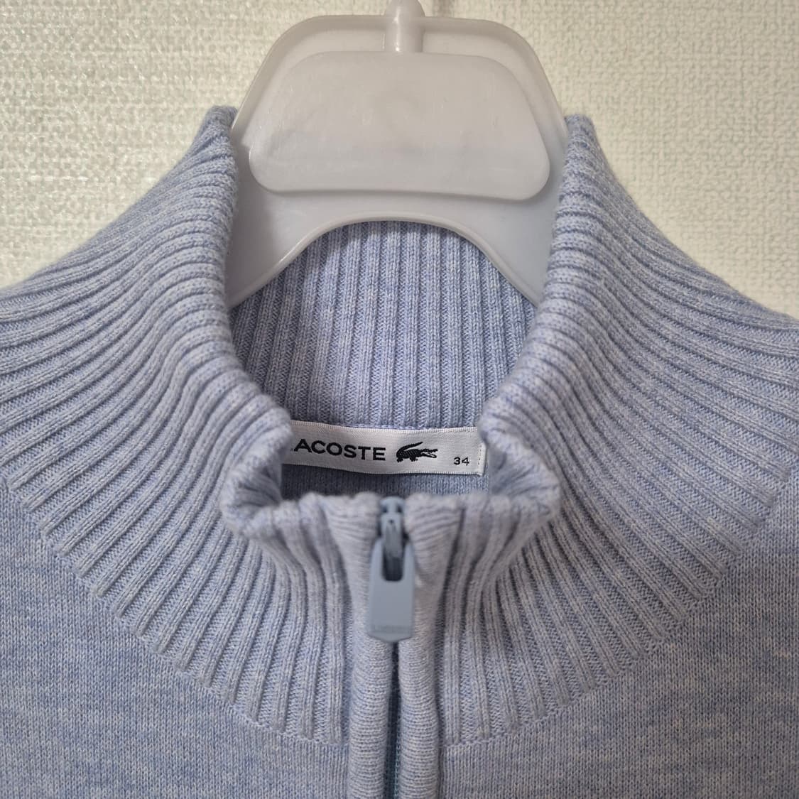 라코스테 니트 집업 가디건 하늘색 상품이미지4