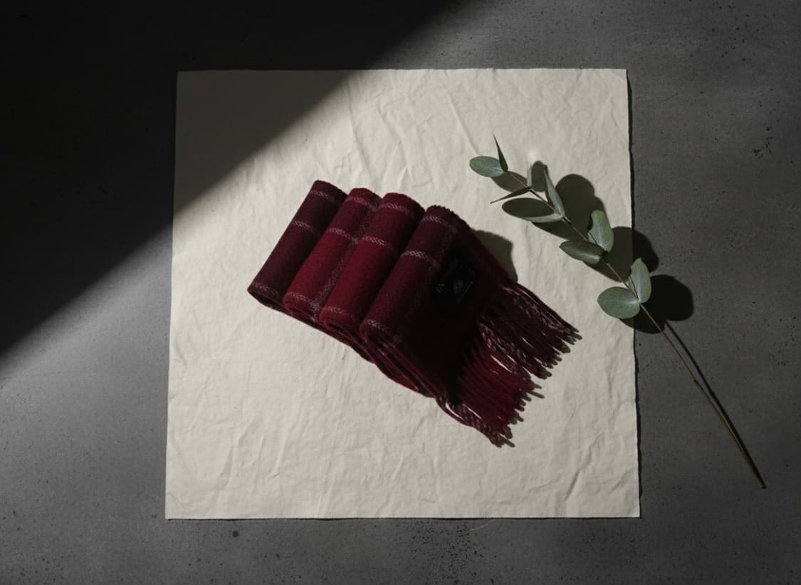 IN COLLECTION by Indian 버건디 체크 머플러 크리스마스 상품이미지2