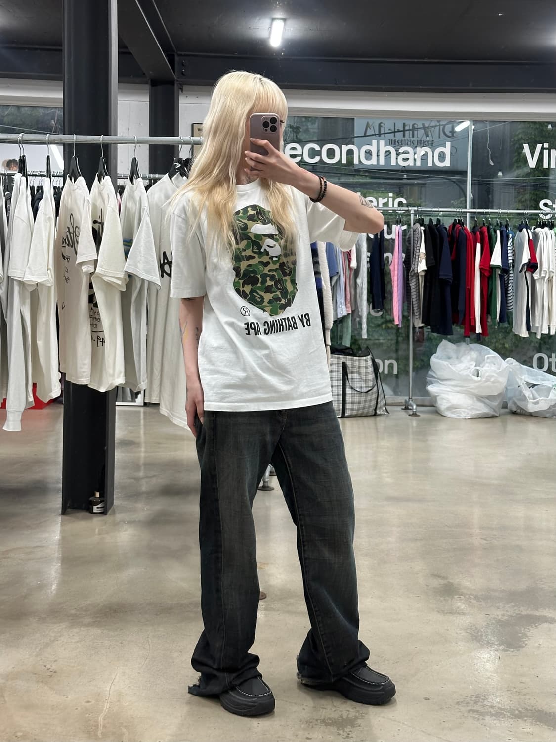 베이프 ABC 카모 빅사루 헤드 반팔 티셔츠 상품이미지2