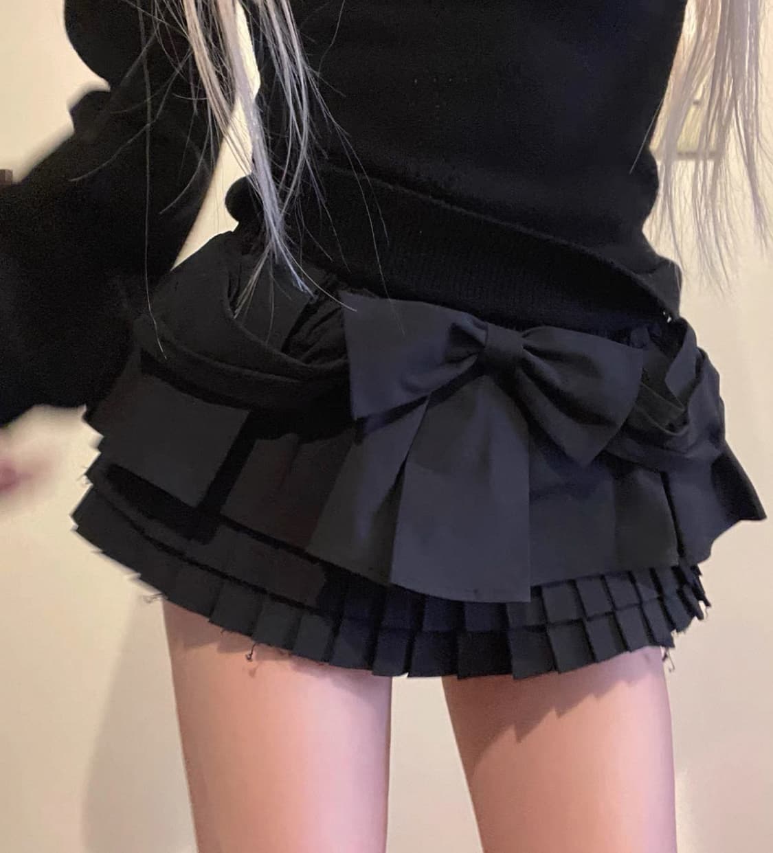 Rase le sol 블랙 리본 스커트 상품이미지1