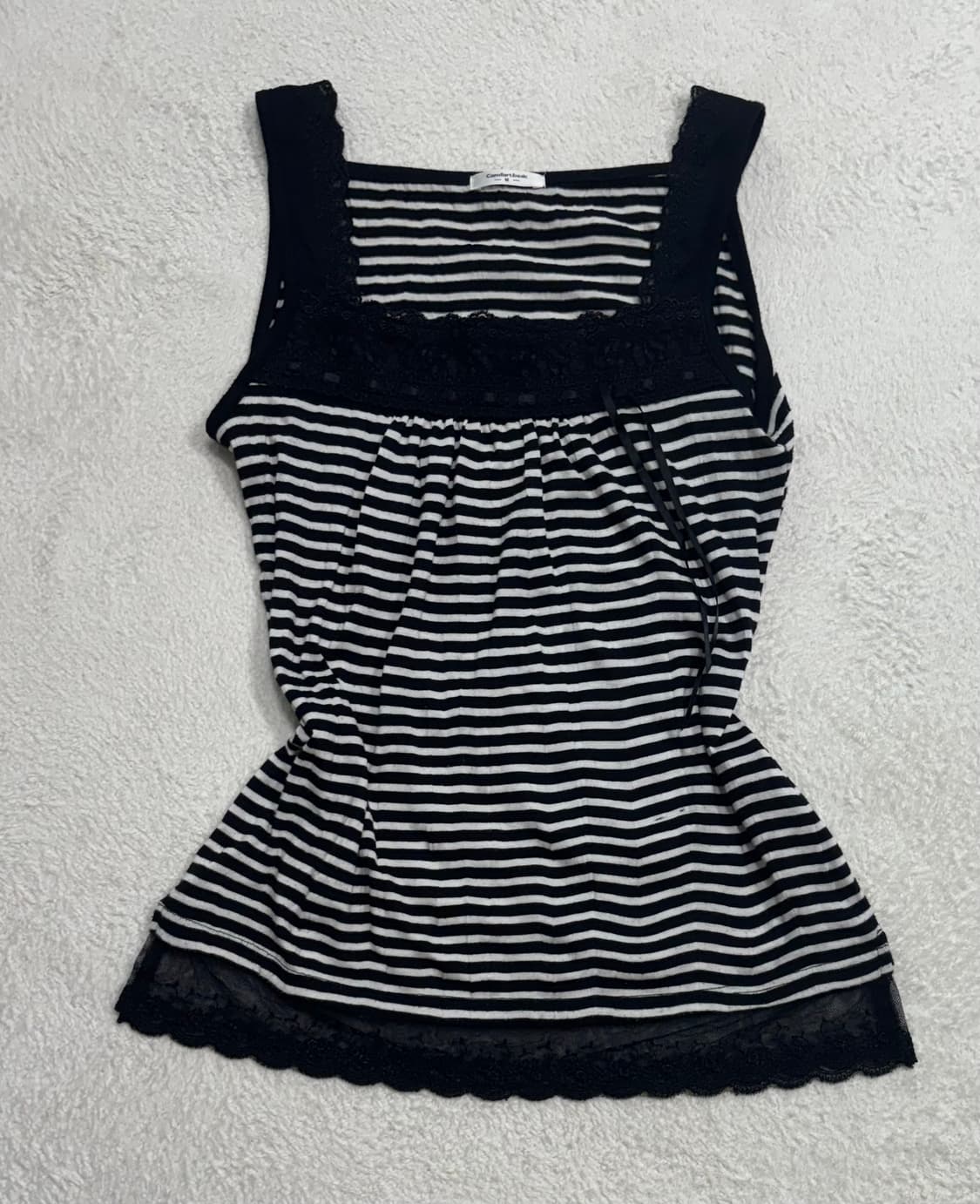 lace black and white stripe tank top 상품이미지1