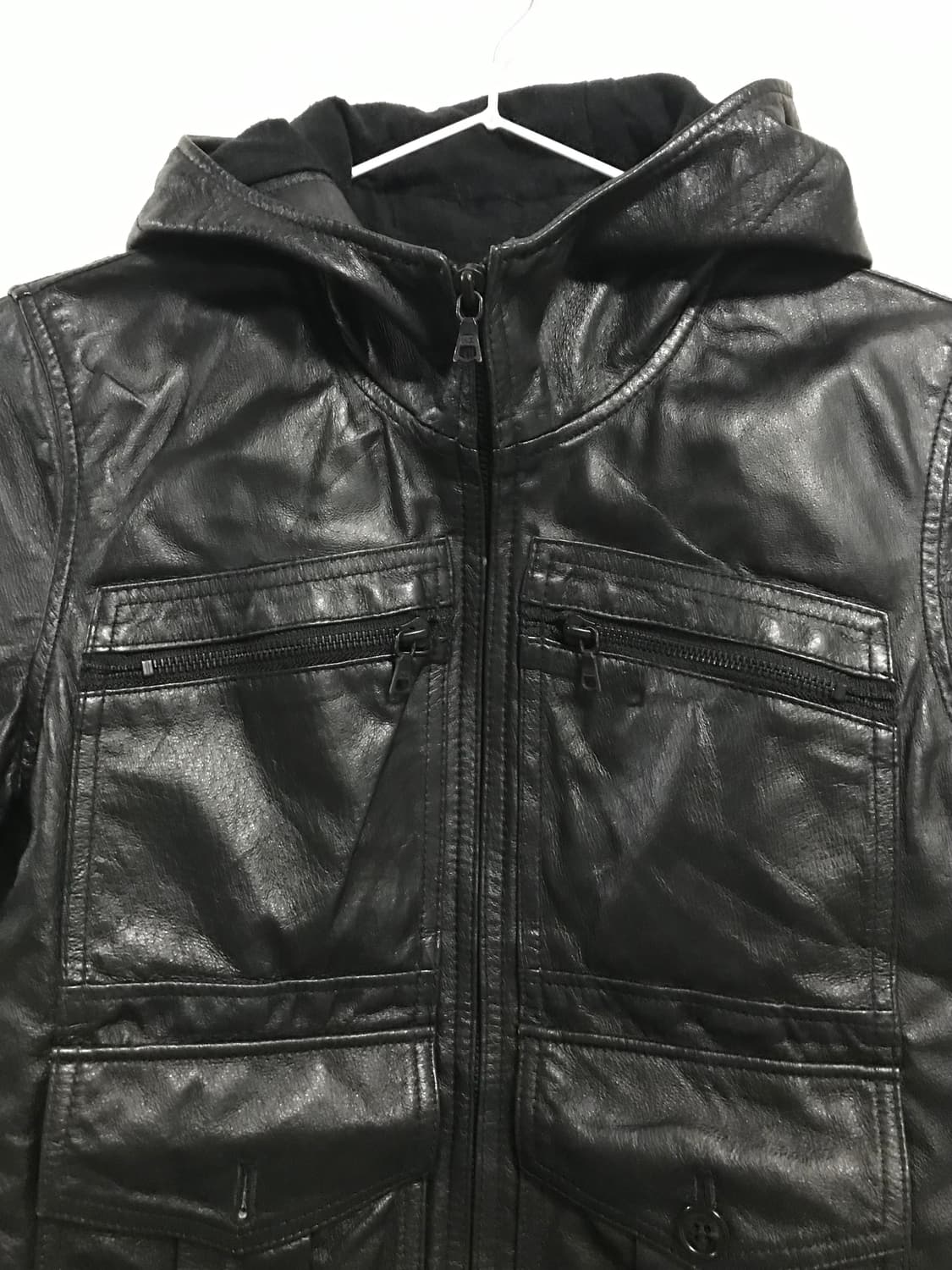 택포•빈티지 히스테릭글래머 돈피 리얼 레더 후드 봄버 자켓 상품이미지2