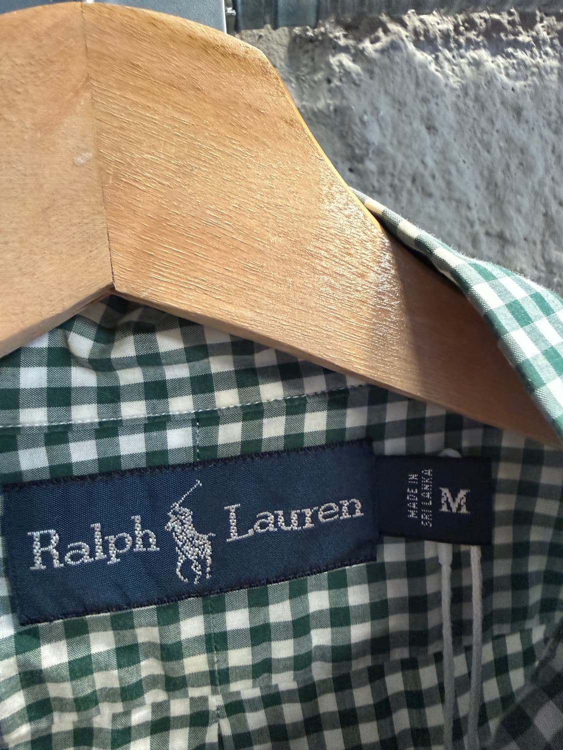 폴로 랄프로렌 POLO 깅엄 체크 버튼다운 셔츠 그린 M 상품이미지5