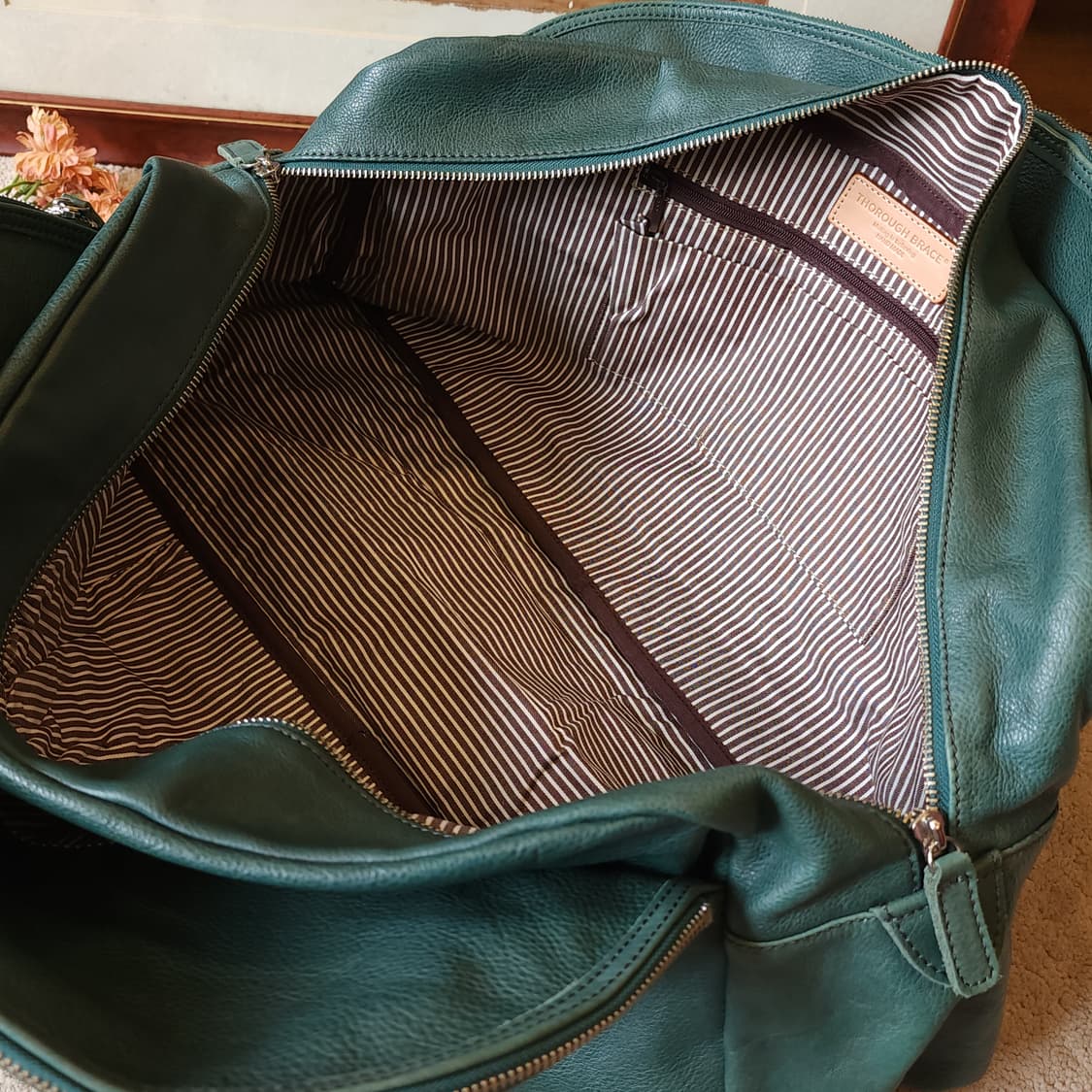 써로우 브레이스 에메랄드 레더 핸드메이드 트레블 보스턴 백 상품이미지7